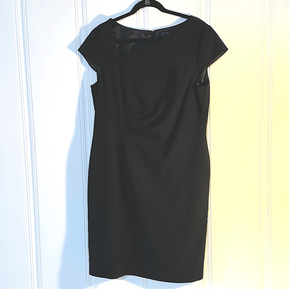 Black draped Tahari dress